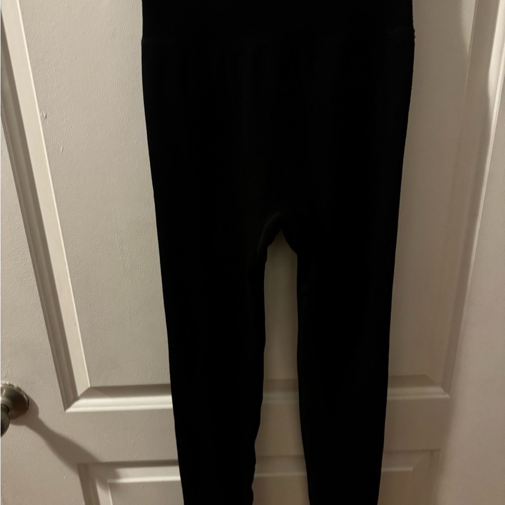 woman thick fleece winter Black Leggings